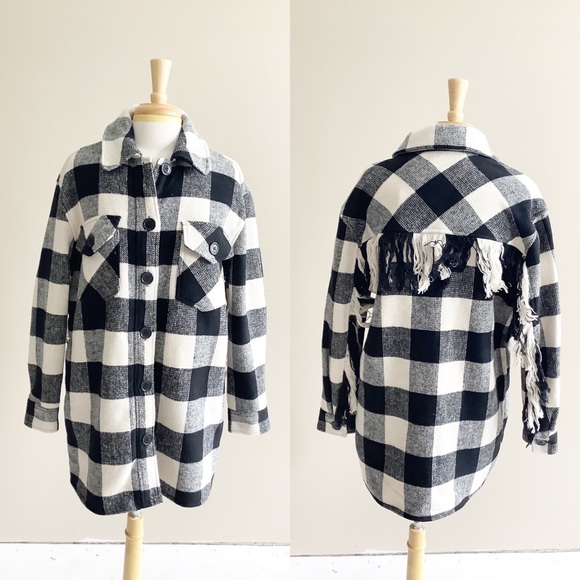 Anthropologie Leonie Fringed Shirt Jacket Shacket - Picture 2 of 11